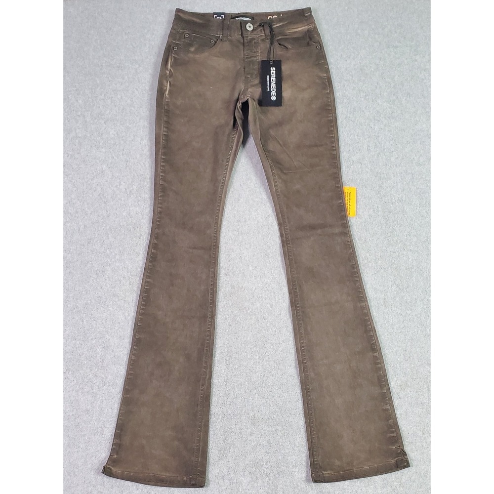 Serenede Jeans Sarlat Stacked Mens 28x35 Brown Slim Stretch Fitted Denim